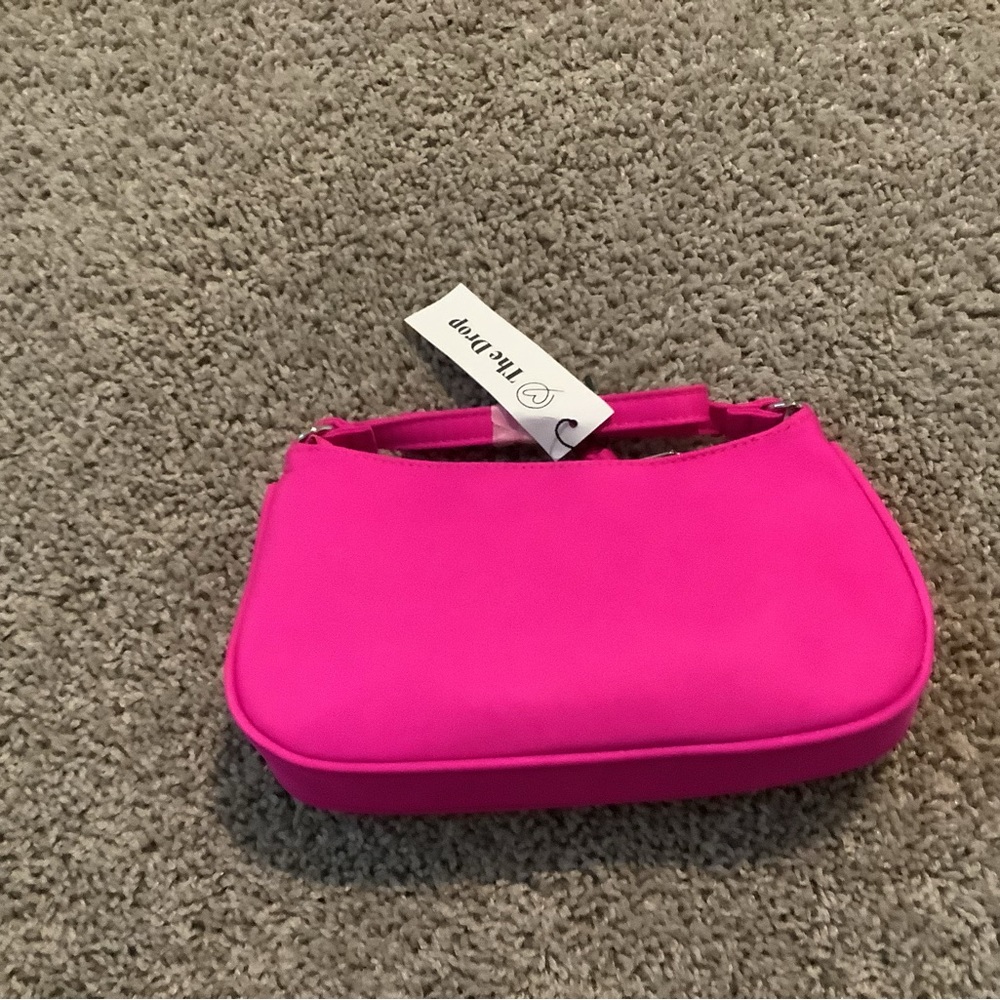 Vibrant Pink Clutch with Wristlet and Zipper Closure